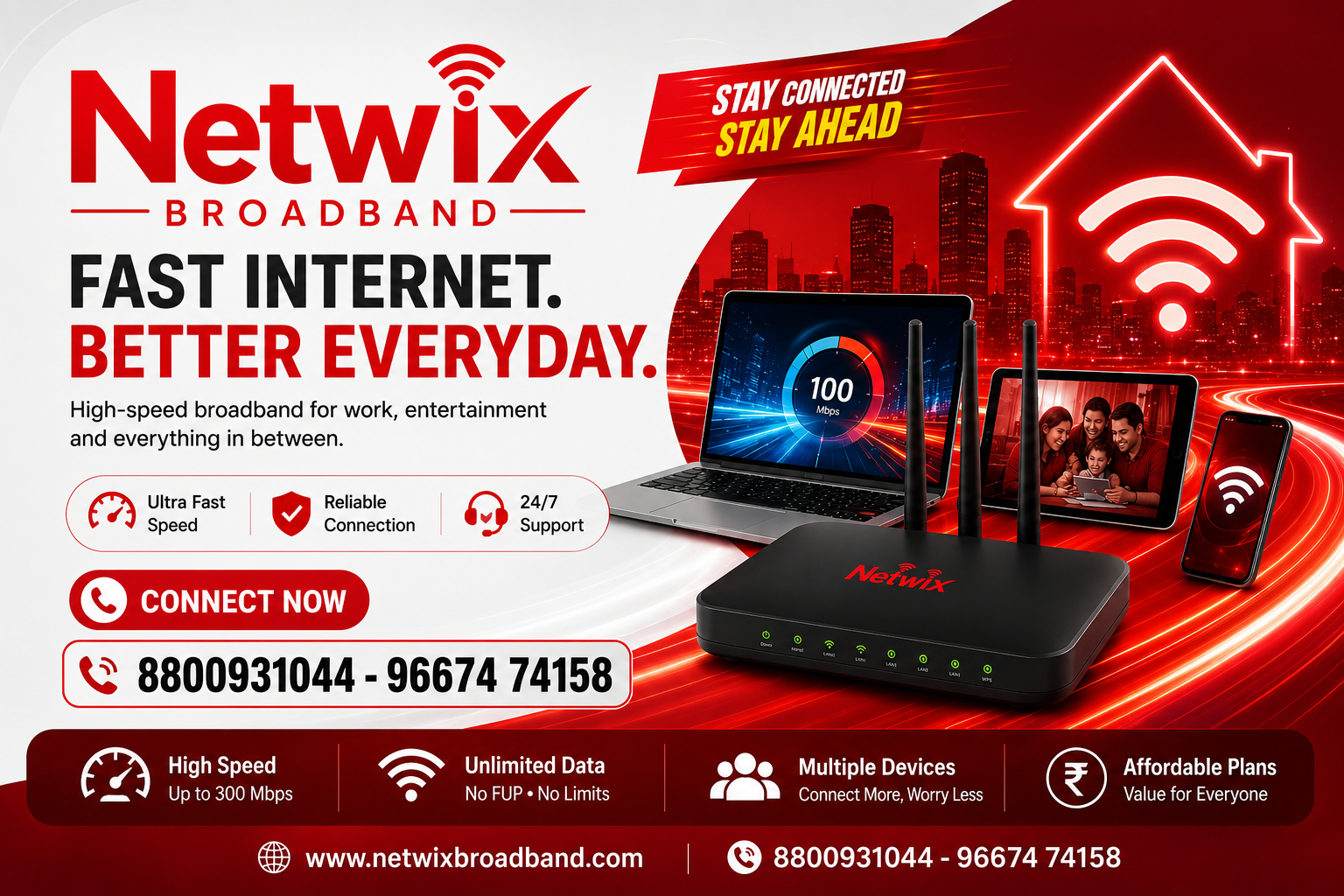 Netwix Broadband - fast internet for laptop, tablet and mobile